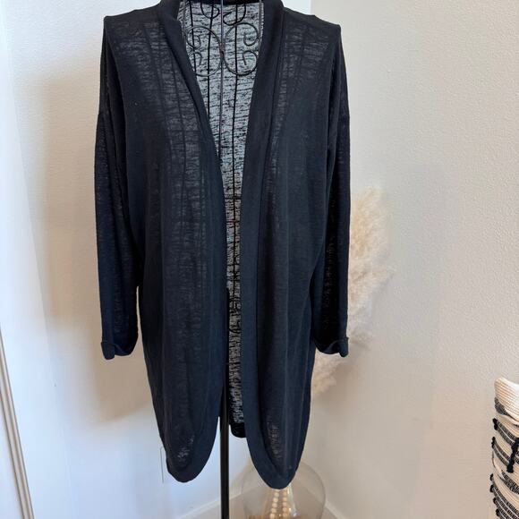 Anthropologie Sunday in Brooklyn Sheer Black Slub Knit Lightweight Cardigan-S - Picture 1 of 8